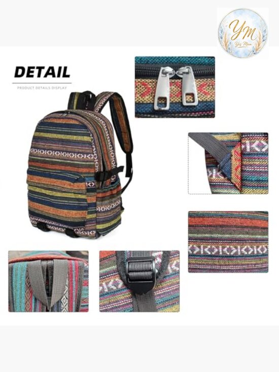 Vintage Boho Ethnic Fashion Backpack Purse Shoulder Bag Adjustable Strap